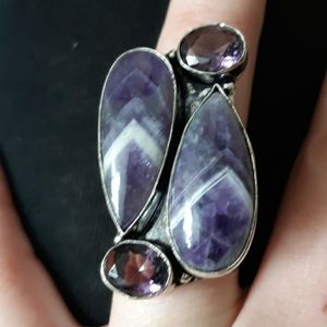 New Amethyst Lace 925 Silver Statement Ring.